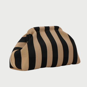 Retro Stripe Makeup Pouch - Brown